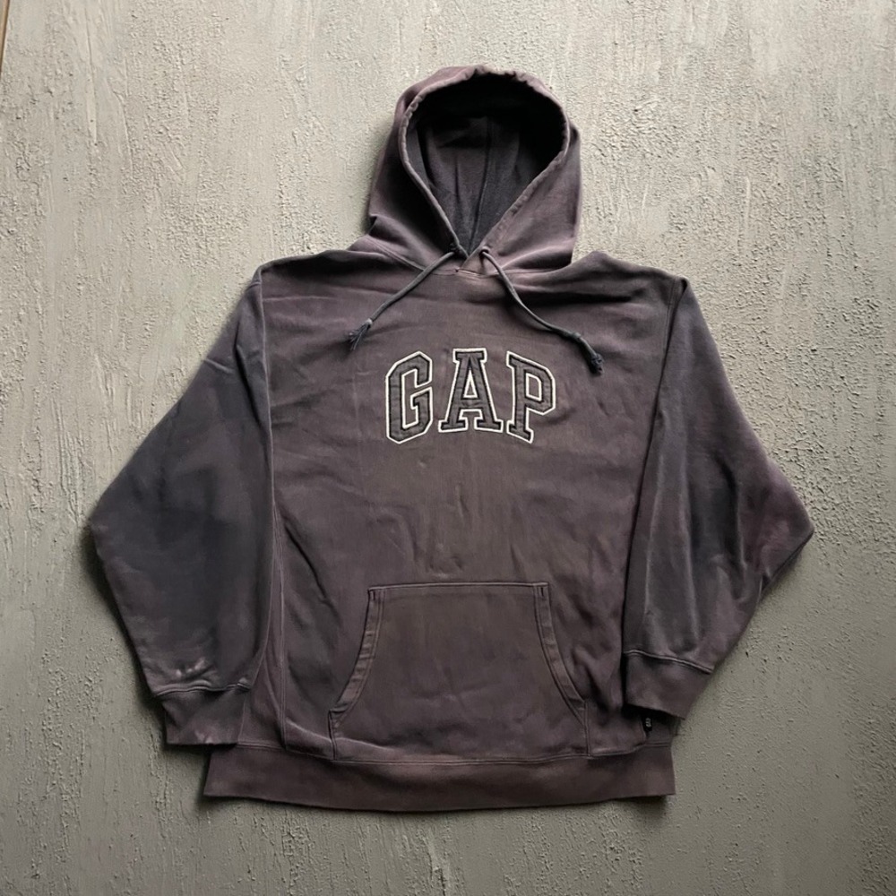 Vintage GAP Hoodie Men Large Faded Black 90s
